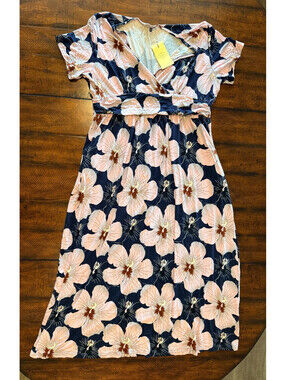 Hao MeiLi Collection Tropical Floral Hibiscus Midi Dress - Plus Size 3XL